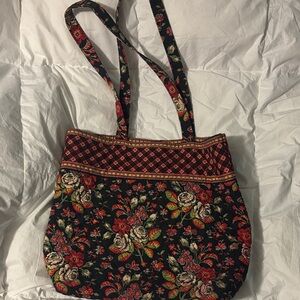 Vera Bradley VINTAGE 2002 Anastasia Black and Red Floral Tote
